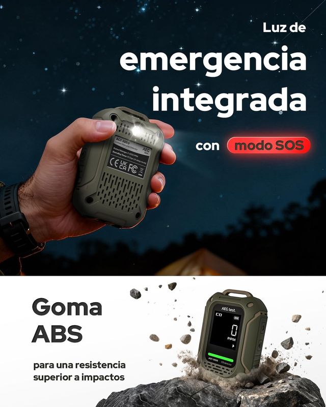 Detector CO Portátil AGT-3000 con Alarma