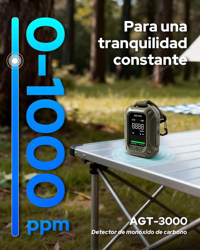 Detector CO Portátil AGT-3000 con Alarma