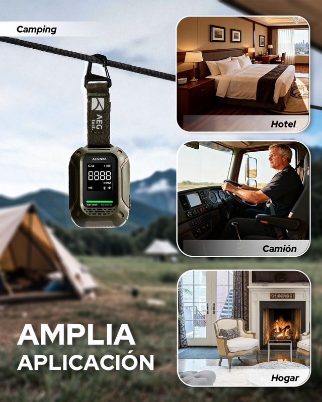 Detector CO Portátil AGT-3000 con Alarma