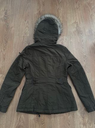 Parka Zara Mujer Verde con Capucha