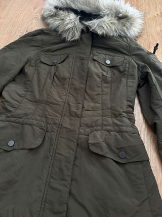 Parka Zara Mujer Verde con Capucha