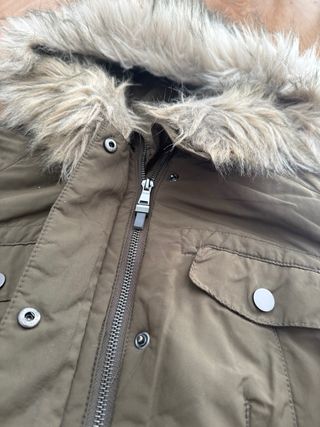 Parka Zara Mujer Verde con Capucha