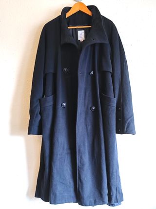 Abrigo paño lana vintage azul marino