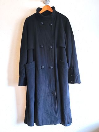 Abrigo paño lana vintage azul marino