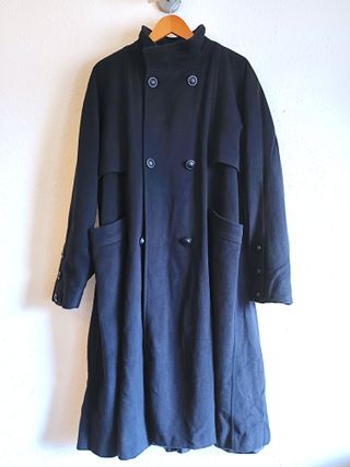 Abrigo paño lana vintage azul marino