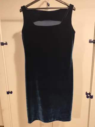 Vestido Terciopelo Azul Petróleo