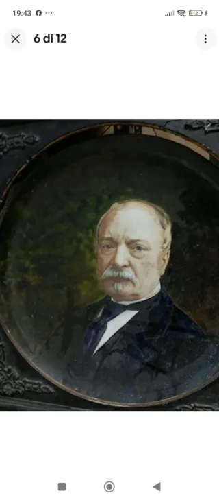 Antiquariato Cornice Nera con piatto dipinto 800