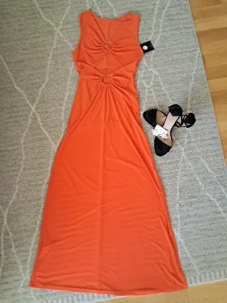 NUEVO. Vestido naranja largo