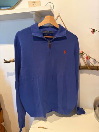 Jersey Polo Ralph Lauren cremallera corta azul M