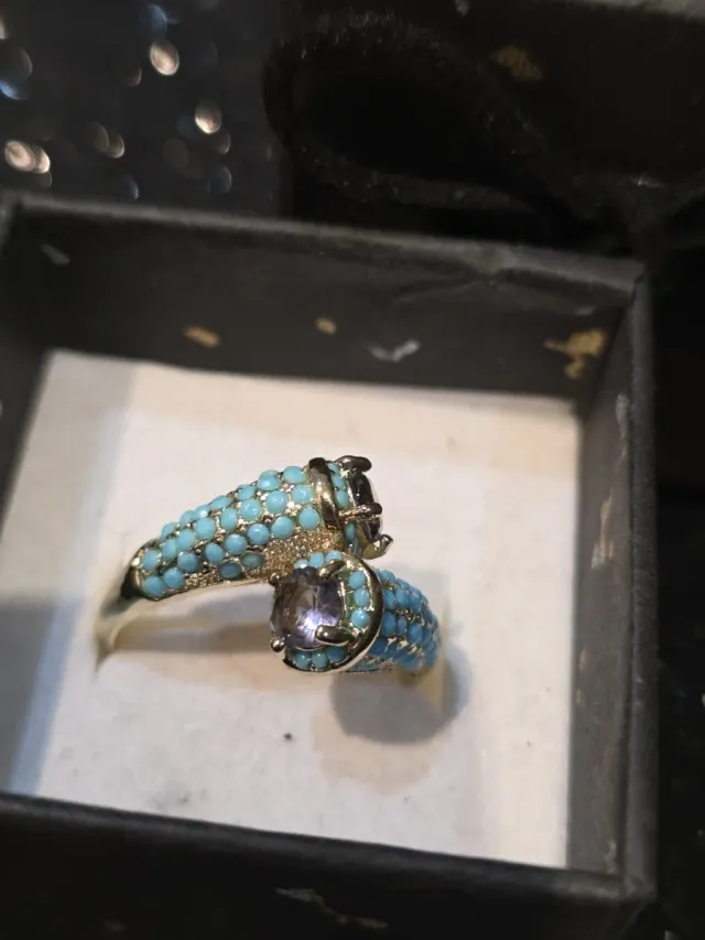 Anel das Energias Turquesa e Roxo