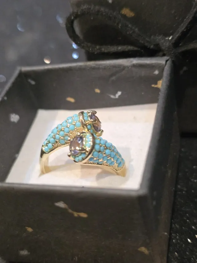 Anel das Energias Turquesa e Roxo