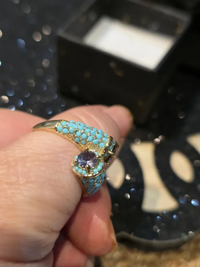 Anel das Energias Turquesa e Roxo
