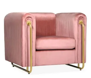 Poltrona velluto rosa con struttura oro