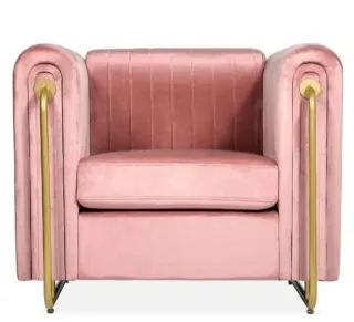 Poltrona velluto rosa con struttura oro