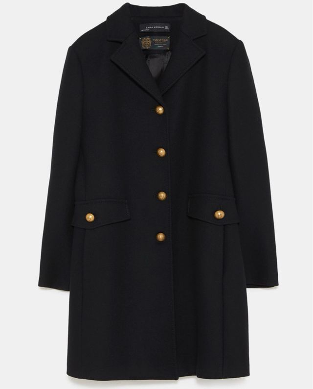 Abrigo negro lana Zara