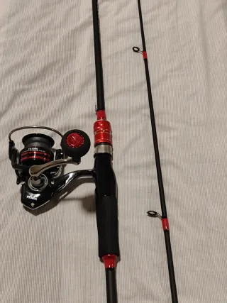 Caña de pescar carbono 180cm roja 2 tramos