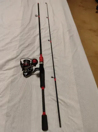 Caña de pescar carbono 180cm roja 2 tramos