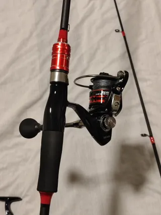 Caña de pescar carbono 180cm roja 2 tramos