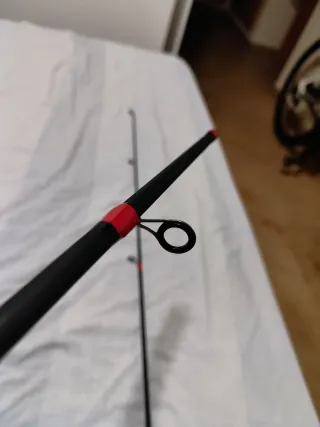 Caña de pescar carbono 180cm roja 2 tramos