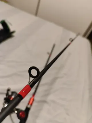 Caña de pescar carbono 180cm roja 2 tramos