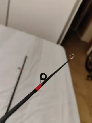 Caña de pescar carbono 180cm roja 2 tramos