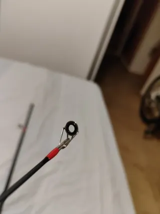 Caña de pescar carbono 180cm roja 2 tramos