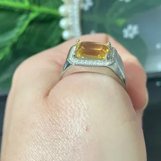 Anillo Plata Hombre Cuarzo Amarillo