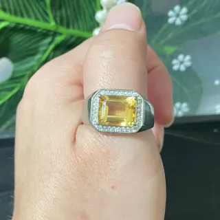 Anillo Plata Hombre Cuarzo Amarillo