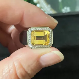 Anillo Plata Hombre Cuarzo Amarillo
