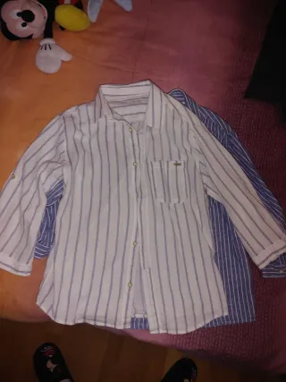Camisa Zara Lino Rayas T.9-10 Años