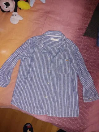Camisa Zara Lino Rayas T.9-10 Años
