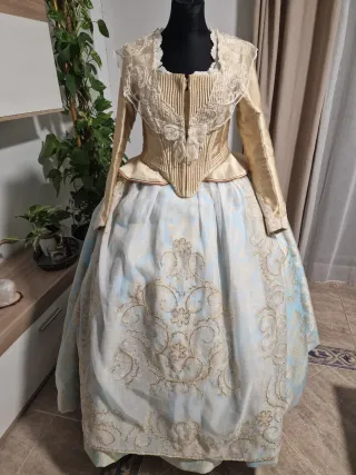 Falda Fallera Azul y Dorada