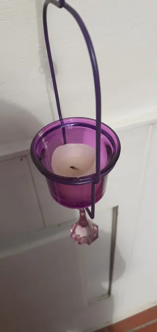 Artículo decorativo colgante con bruja, luna, vela