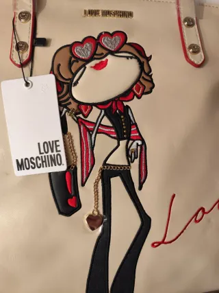 Bolso LOVE Moschino Beige con Dibujo