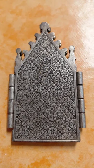 Tríptico religioso metal Virgen del pilar y ángel