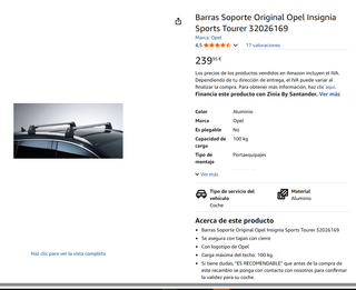 Barras Techo Opel Insignia (2013) Originales