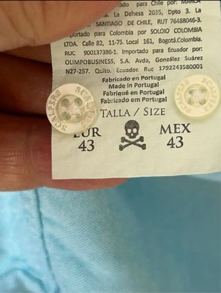 Camisa Scalpers Azul 100% algodon nueva