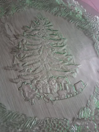 Piatto porta-panettone in vetro verde