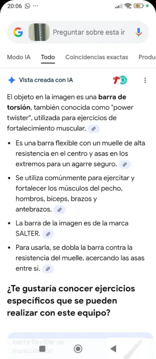 Barra de ejercicios pectoral y brazos