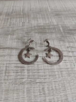 Pendientes Luna y Estrella Plata 1ª Ley