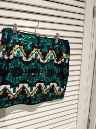 Falda lentejuelas fiesta geométrica