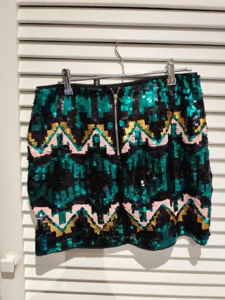 Falda lentejuelas fiesta geométrica