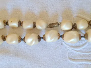 Collana perle beige e oro