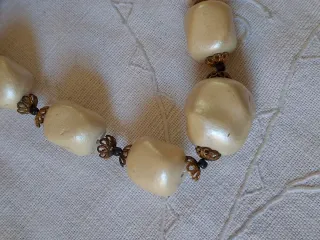 Collana perle beige e oro