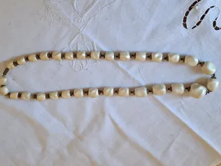 Collana perle beige e oro