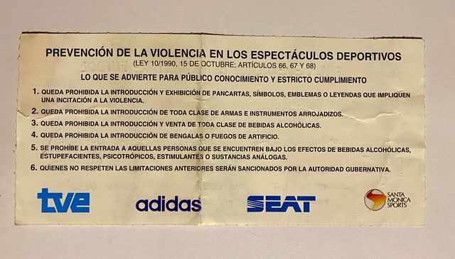 Biglietto Finale Coppa del Re 1997 Santiago Bernabéu