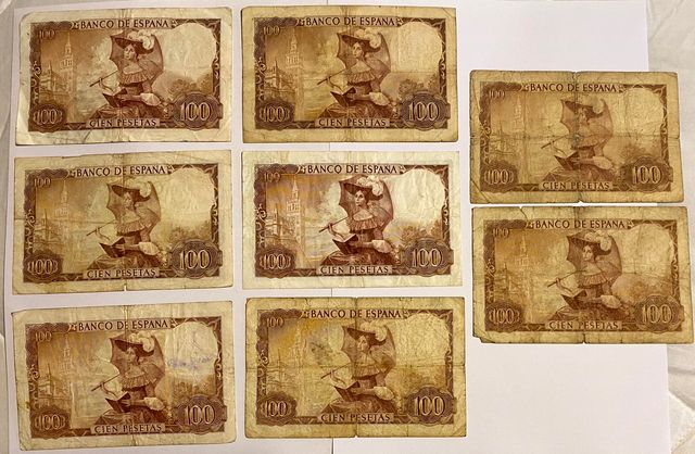 Lotto di 8 Banconote 100 Peseta Banco de España 1965