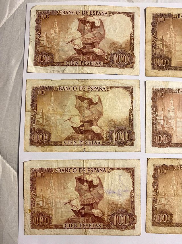 Lotto di 8 Banconote 100 Peseta Banco de España 1965