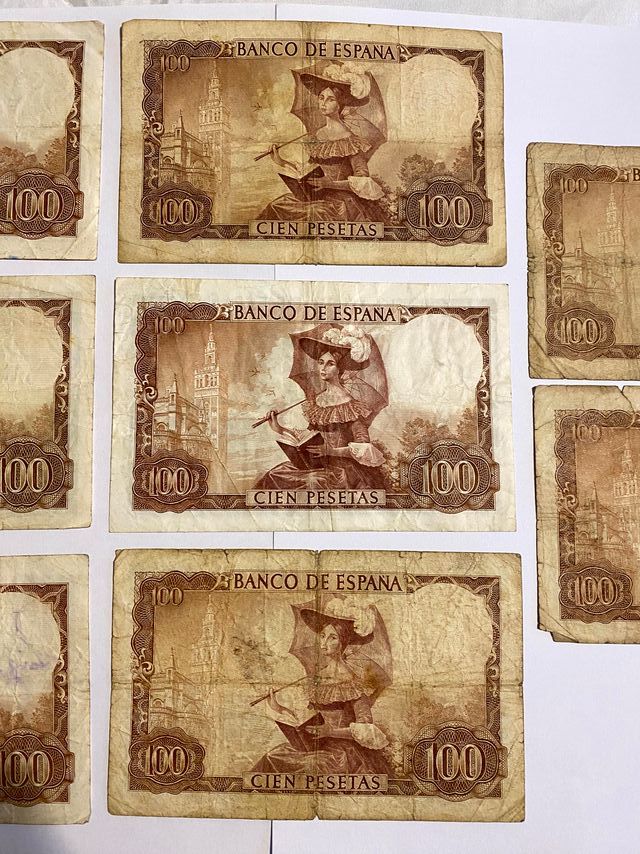 Lotto di 8 Banconote 100 Peseta Banco de España 1965