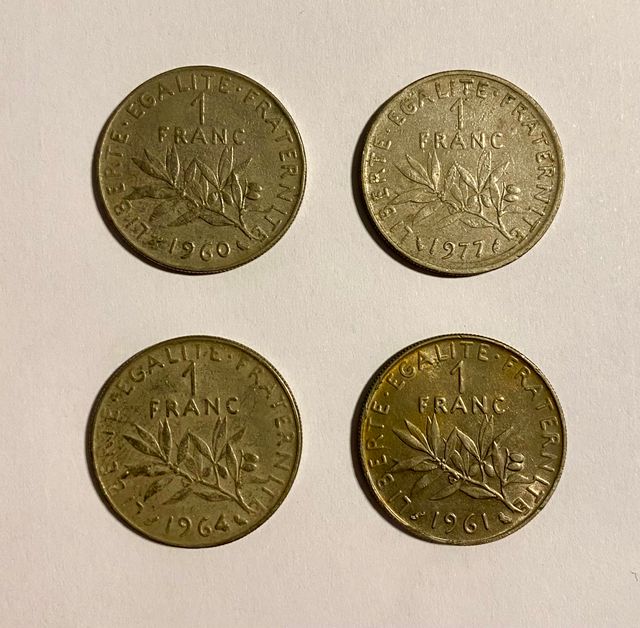 Lote 4 Monedas 1 Franco 1960 Francia